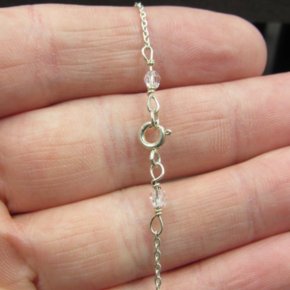 7" Sterling Silver Faux Single Pearl & Charm Bracelet Vintage - Picture 2 of 6